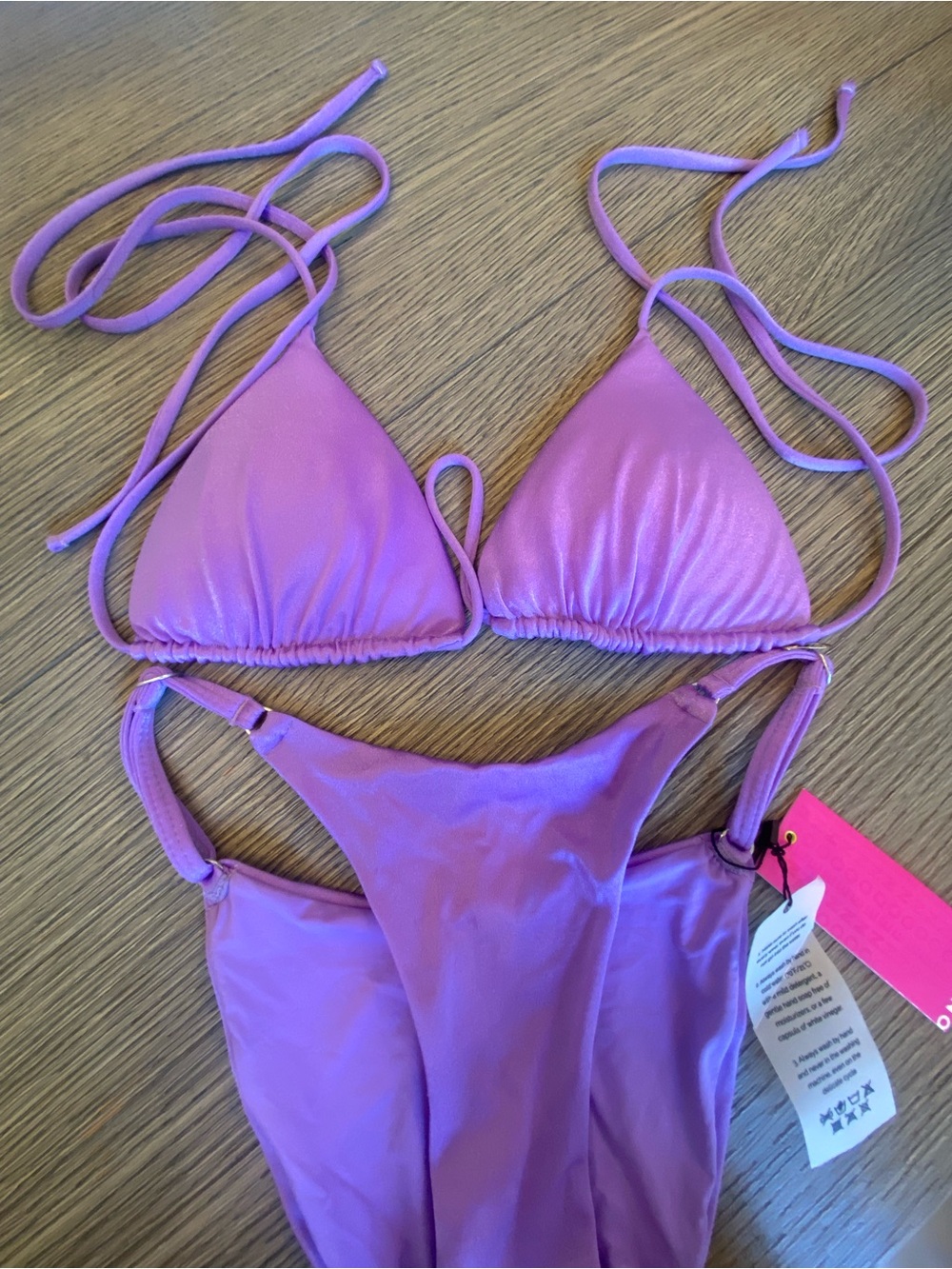 New Purple Triangle String One-Piece Swimsuit - Brand